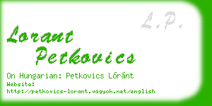 lorant petkovics business card
