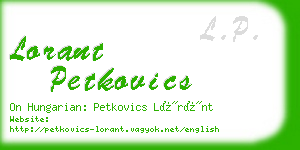 lorant petkovics business card